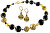 Set de bijuterii de luxGold en Tiger din perle Lampglas cu aur de 24 de carate CQ5 (colier, cercei)