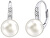 Gyengéd ezüst fülbevalók valódi fehér gyönggyel és Swarovski kristályokkal LPSER0639