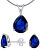 Silberset mit dunkelblauem Kristallglas JJJS4TM5 (Ohrringe, Anhänger)