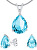 Stříbrný set šperků s tyrkysovým křišťálovým sklem JJJS222 (náušnice, přívěsek)