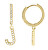 Cercel singular rotund placat cu aur "J" cu zirconi