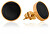 Moderne vergoldete Ohrringe mit schwarze Mitte,