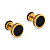 Vergoldete Ohrringe mit schwarzer Mitte KS-133