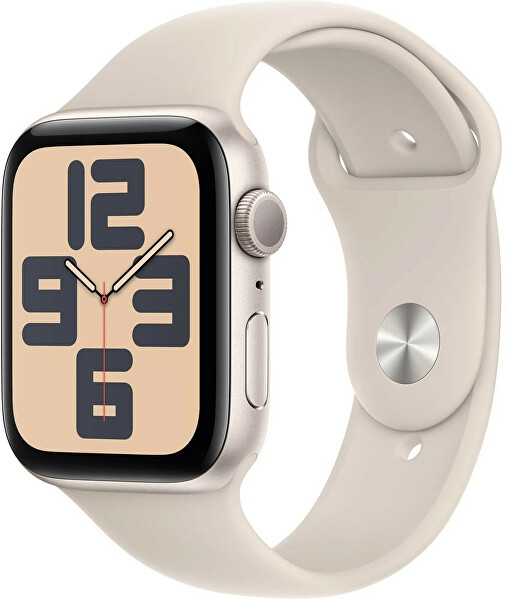 Apple Watch SE (2023) Cellular 44mm Sportivo cinturino in silicone Stella Bianco M/L