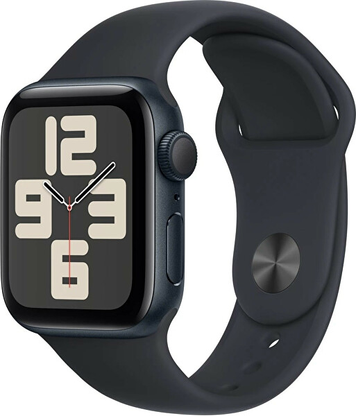 Apple Watch SE (2023) GPS 40 mm Sport-Silikonarmband, dunkle Tinte M/L