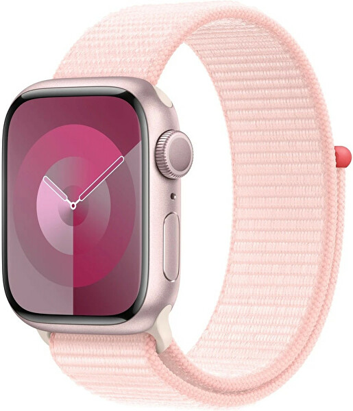 Apple Watch Series 9 41mm Růžový hliník se světle růžovým provlékacím řemínkem