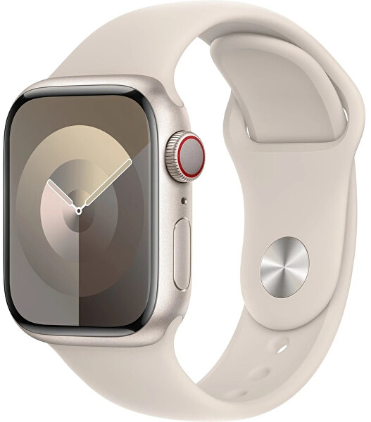 Apple Watch Series 9 Cellular 45mm Hvězdně bílý hliník s hvězdně bílým sportovním řemínkem - S/M