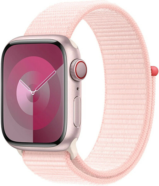 Apple Watch Series 9 Cellular 41mm Růžový hliník se světle růžovým provlékacím řemínkem