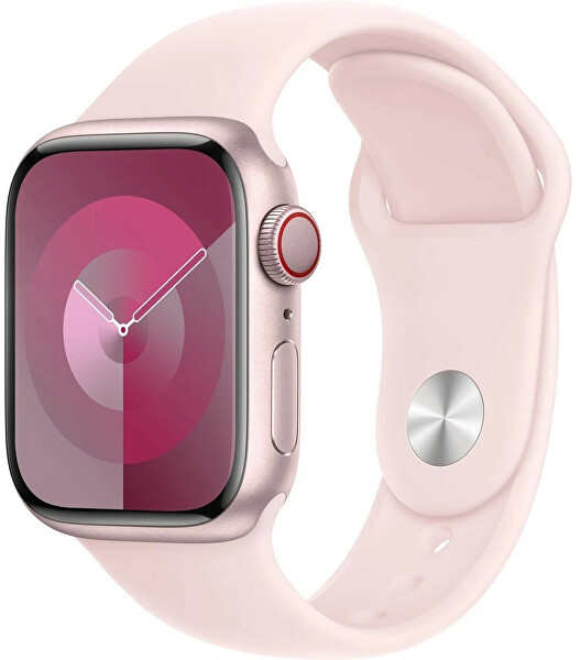 Apple Watch Series 9 Cellular 41 mm in alluminio rosa con cinturino sportivo rosa chiaro - S/M