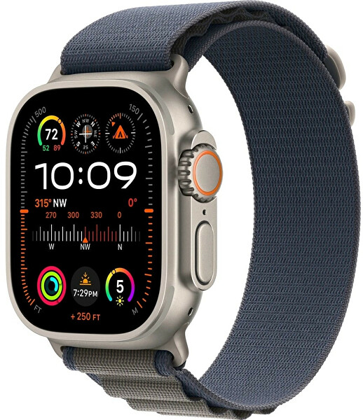 Apple Watch Ultra 2 49 mm in titanio e Blu Alpine Loop M