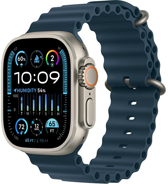 Apple Watch Ultra 2 49 mm Titan mit ozeanblauem Armband
