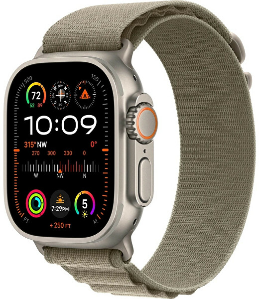 Apple Watch Ultra 2 49mm in titanio con Olive Alpine loop S