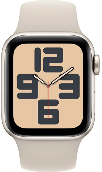 Apple Watch SE (2023) GPS 40mm curea sport din silicon, culoare alb înstelat, mărime M/L
