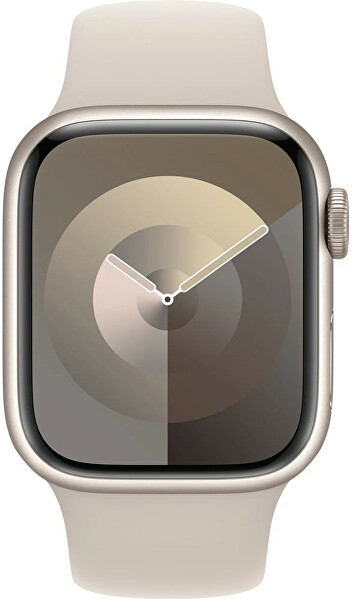 Apple Watch Series 9 45 mm Bianco Stella in alluminio con cinturino sportivo bianco stella S/M