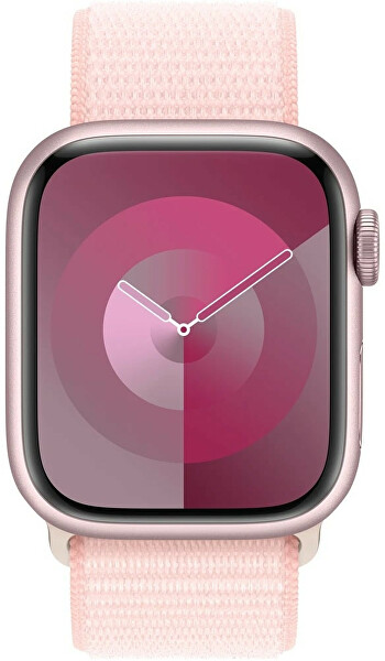 Apple Watch Series 9 45 mm in Alluminio Rosa con cordino rosa chiaro