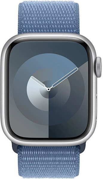 Apple Watch Series 9 41mm Stříbrný hliník s ledově modrým provlékacím řemínkem