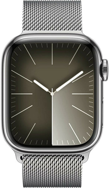 Apple Watch Series 9 Cellular de 451mm brățară milaneză din oțel cu finisaj argintiu