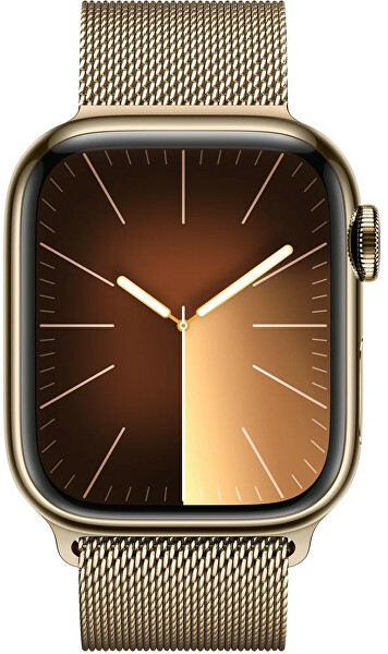 Apple Watch Series 9 Cellular 45 mm in acciaio oro con Tensione Milanese Oro