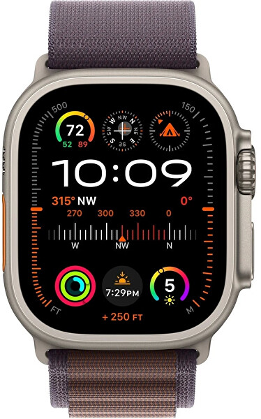 Apple Watch Ultra 2 49 mm in titanio con trazione alpina indigo S