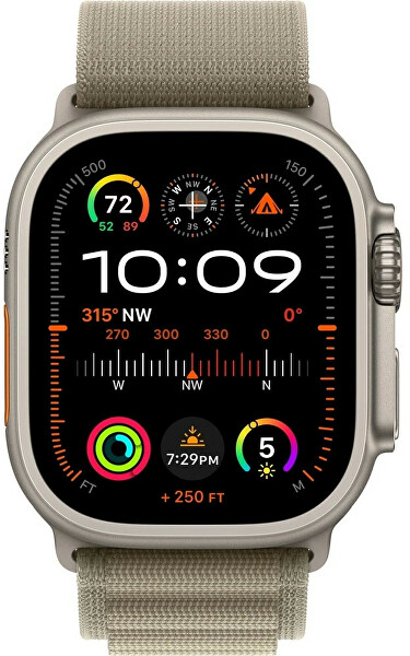 Apple Watch Ultra 2 49mm titanová s olivovým alpským tahem M