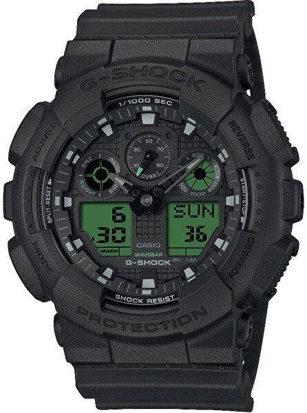 The G/G-SHOCK Black and Electro Green GA-100BEG-1AER (411)
