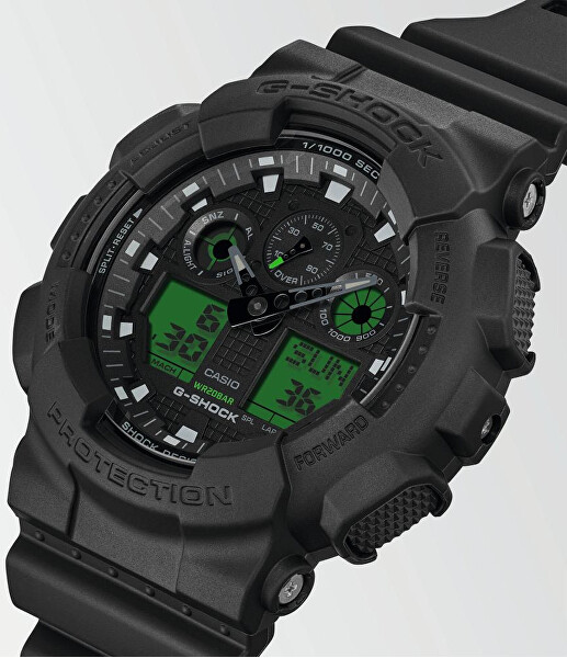 The G/G-SHOCK Black and Electro Green GA-100BEG-1AER (411)