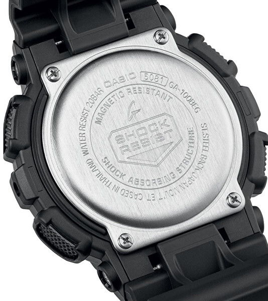 The G/G-SHOCK Black and Electro Green GA-100BEG-1AER (411)