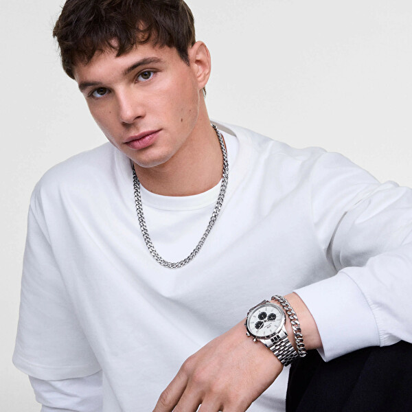 Iconic 42 Chronograph Arch 5-Link Off-White Panda Silver DW00100872