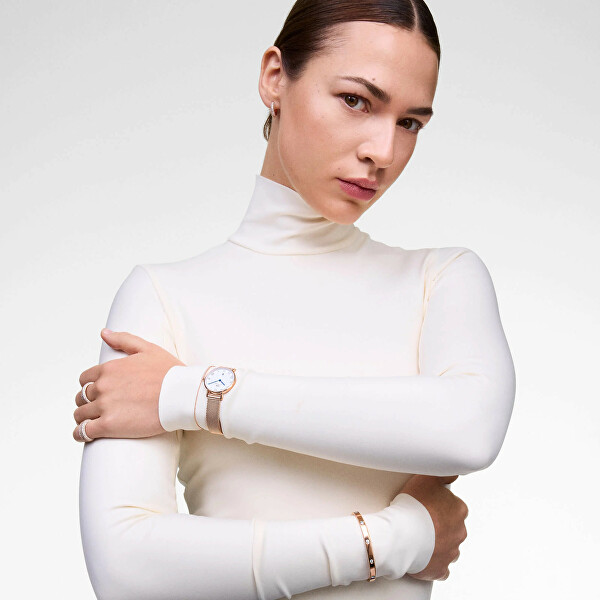 Petite 28 Roman Numerals Date Melrose White Rose Gold DW00100856