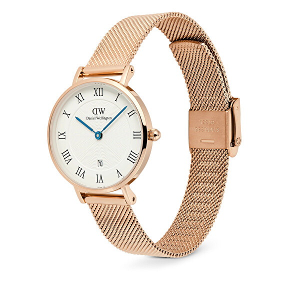 Petite 28 Roman Numerals Date Melrose White Rose Gold DW00100856