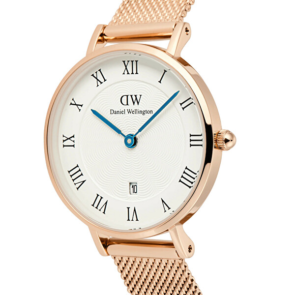 Petite 28 Roman Numerals Date Melrose White Rose Gold DW00100856