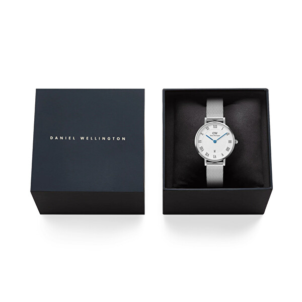 Petite 28 Roman Numerals Date Sterling White Silver DW00100858