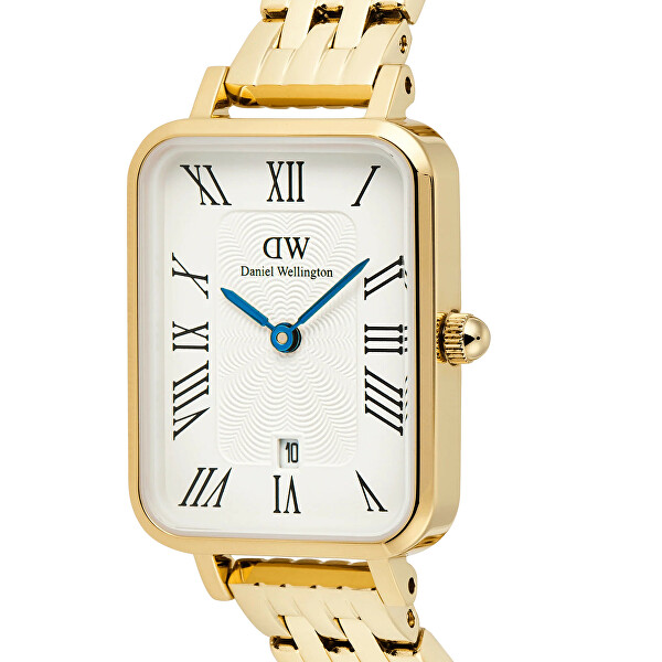Quadro 20x26 Roman Numerals Date 5-link White Gold DW00100861