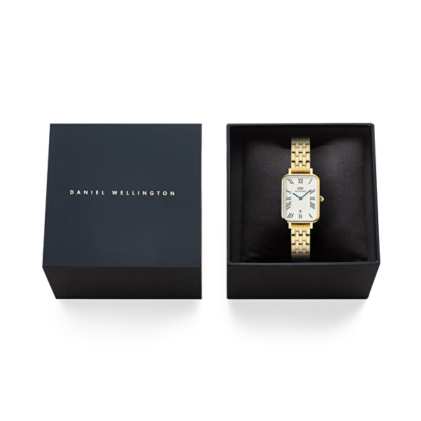 Quadro 20x26 Roman Numerals Date 5-link White Gold DW00100861