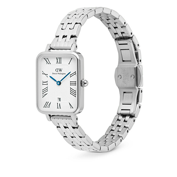 Quadro 20x26 Roman Numerals Date 5-link White Silver DW00100864