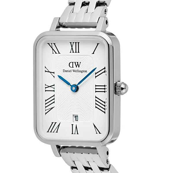 Quadro 20x26 Roman Numerals Date 5-link White Silver DW00100864