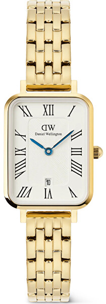 Quadro 20x26 Roman Numerals Date 5-link White Gold DW00100861
