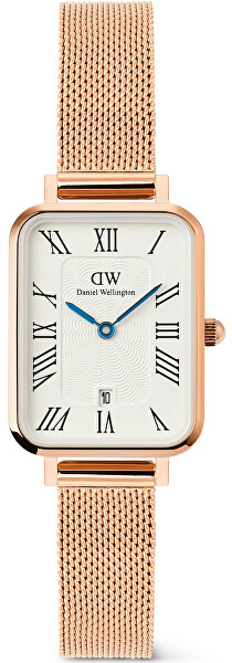 Quadro 20x26 Roman Numerals Date Melrose White Rose Gold DW00100860