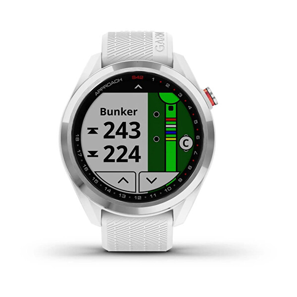 Approach S42 Silver/White Silicone Band Golf-GPS-Uhr 010-02572-01