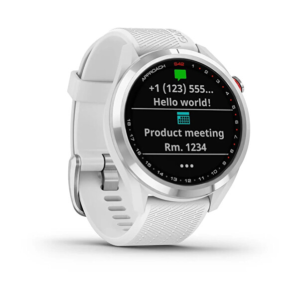 Approach S42 Silver/White Silicone Band Golf-GPS-Uhr 010-02572-01