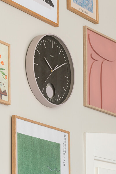 Designové nástěnné hodiny s kyvadlem 6065BK