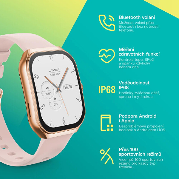 Dárkový set Flow AMOLED Rose Gold 8596687004605 + náhradní řemínek