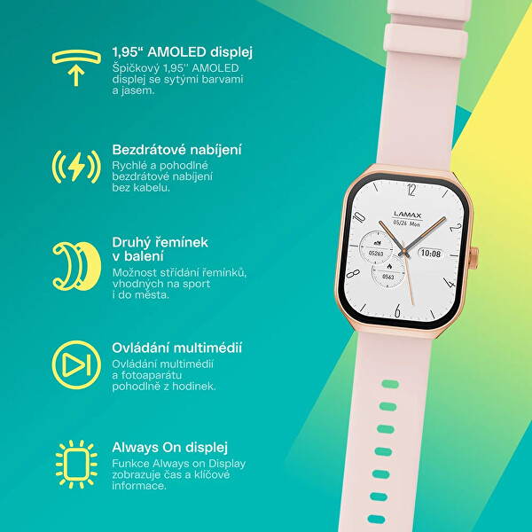 Dárkový set Flow AMOLED Rose Gold 8596687004605 + náhradní řemínek