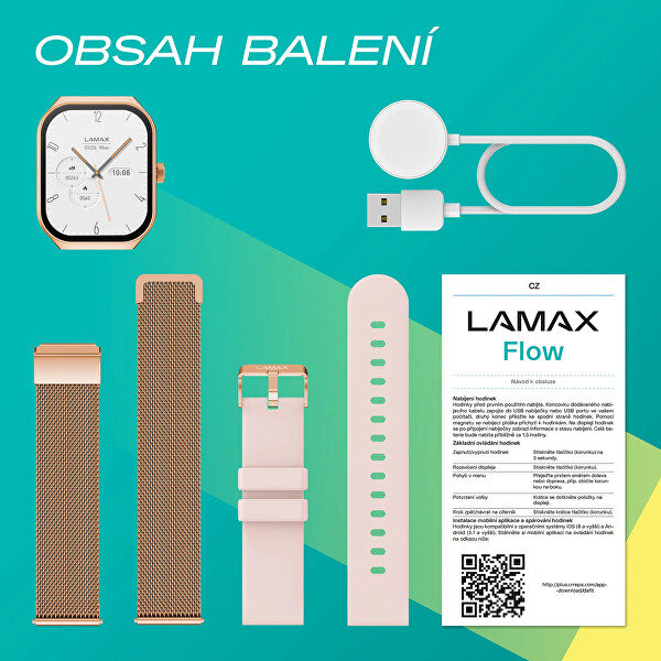 Dárkový set Flow AMOLED Rose Gold 8596687004605 + náhradní řemínek