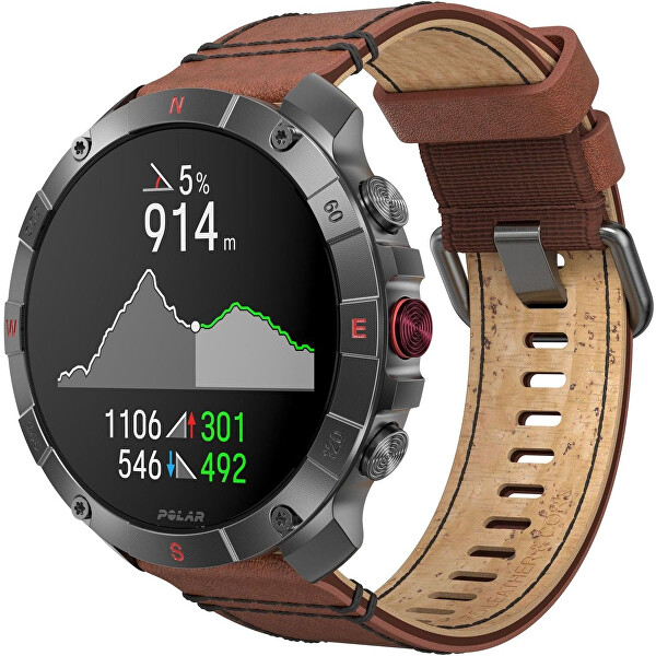 POLAR GRIT X2 PRO Titanium Brown M/L + silikonový řemínek