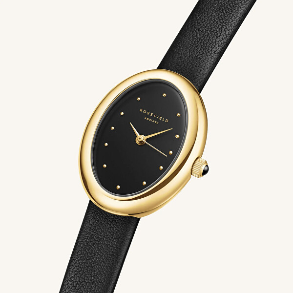 Ovale Black Matte Black Leather Gold OVBGLG-OV18