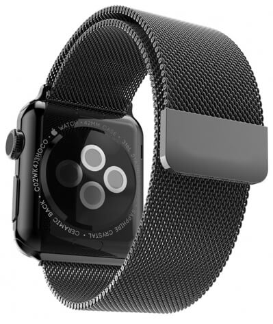 Milánói acél szíj Apple Watch - Fekete 42/44/45 mm