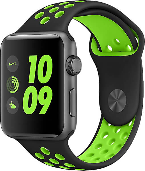 Szilikon szíj Apple Watch - Fekete/Zöld 42/44/45/49 mm
