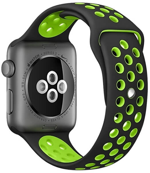Cinturino in silicone per Apple Watch - Nero/Verde 42/44/45/49 mm