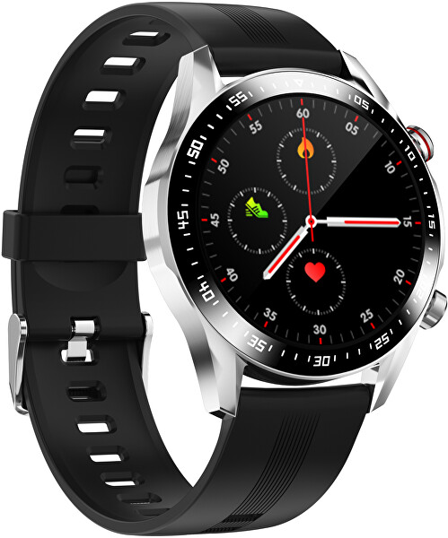 Smartwatch WO21SBS - Silver+Black Silicon